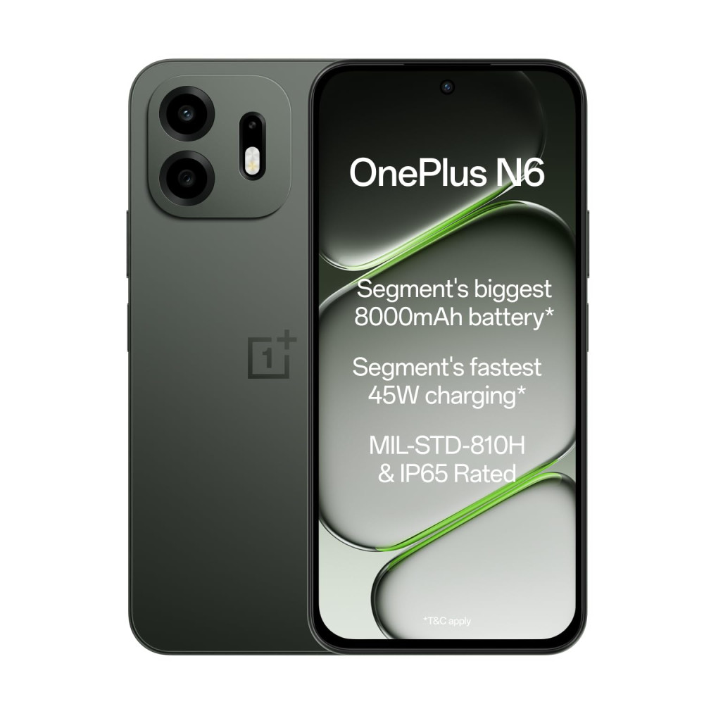Image of OnePlus N6 | 4GB+128GB | Midnight Green | Segment's Biggest 8000mAh Battery | Segment's Fastest 45W Charging | Smooth 120Hz Display | 50MP Camera | Military-Grade Durability