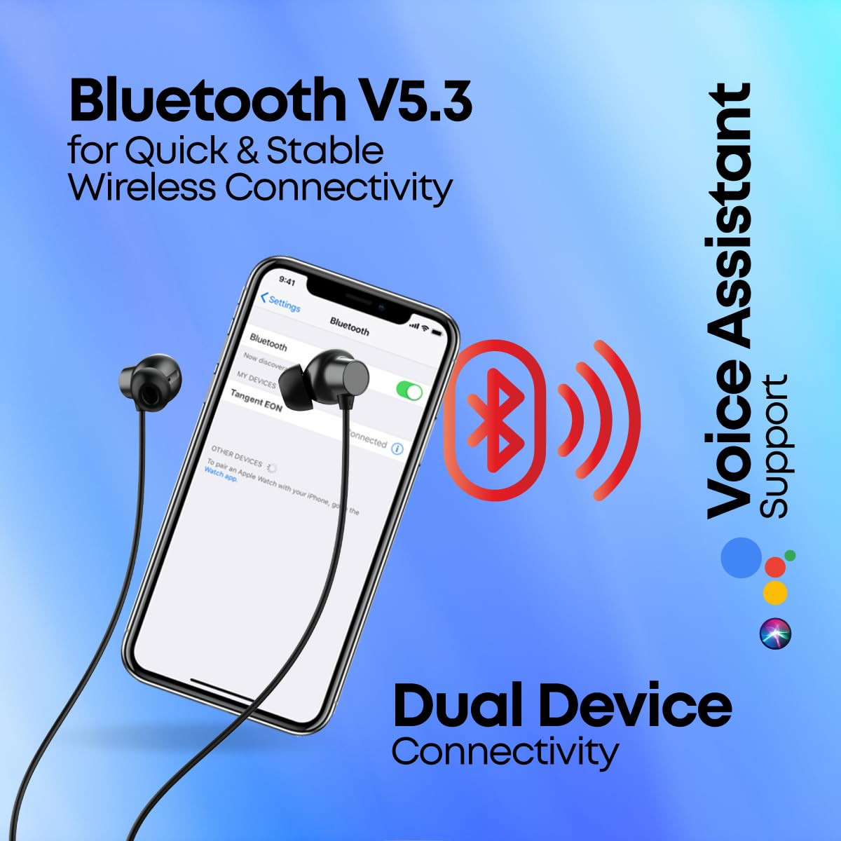 pTron Newly Launched Tangent Eon in-Ear Bluetooth 53 Wireless Headphones 45H Playtime HD Mic TruTalk AI-ENC Calls MovieMusic Modes Dual Device Pairing Type-C Fast Charging IPX5 Black