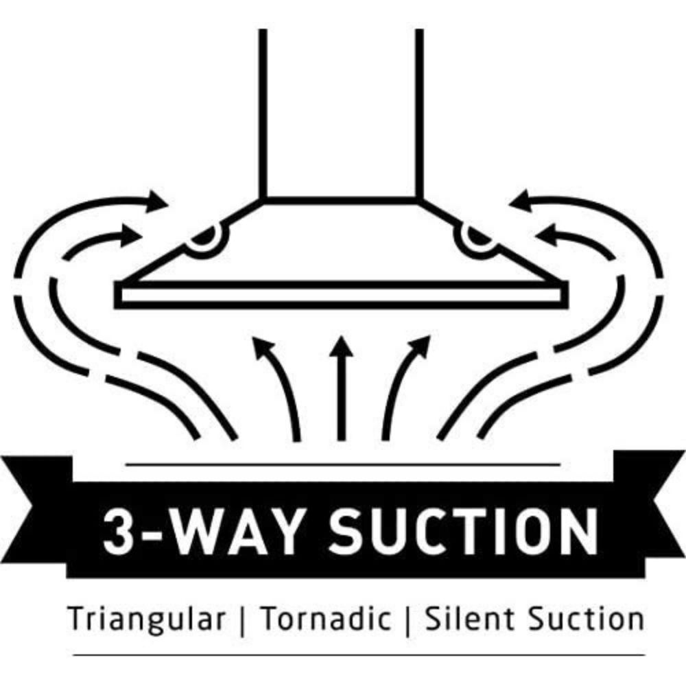 Faber 60cm 3 Way Silent Suction Chimney 1150 m3hr Stilo Slim 3D Plus 2 T2S2 T2S2 BK LTW 60Triple Layer Baffle Filters Black