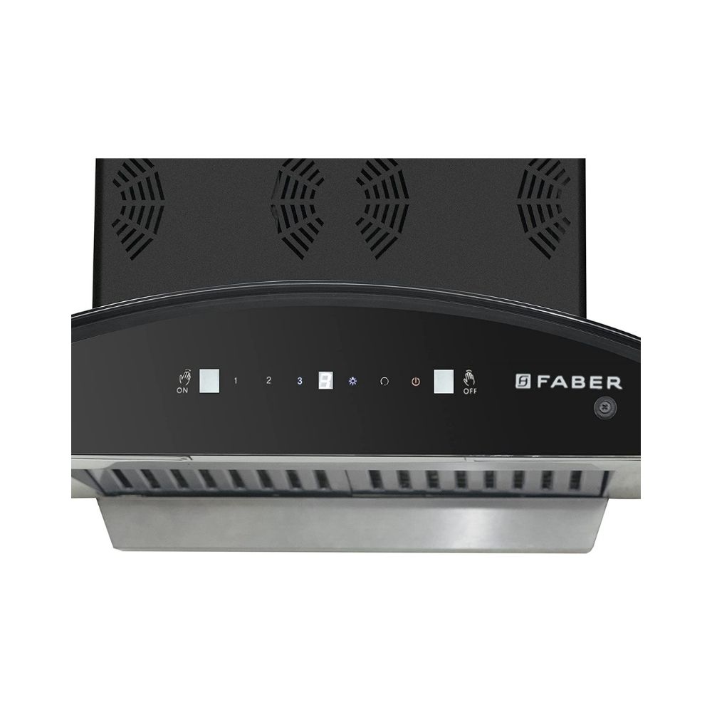 Faber 60 cm 3 Way Silent Suction AutoClean Chimney 1298 m3hr HOOD PREMIA 3D PLUS IND HC SC BK 60 Baffle Filters