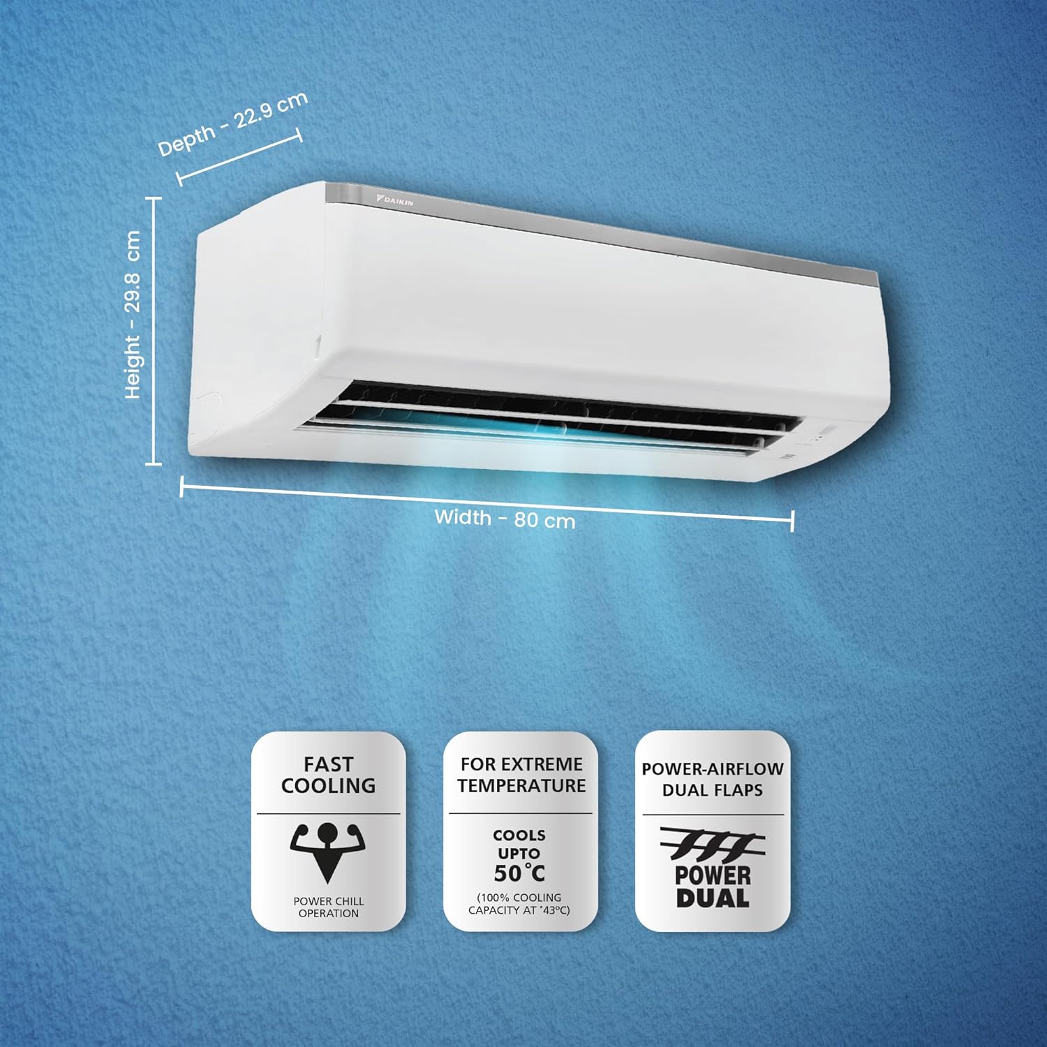 Daikin 08 Ton 3 Star Fixed Speed Split AC Copper PM 25 Filter 2022 Model FTL28U White