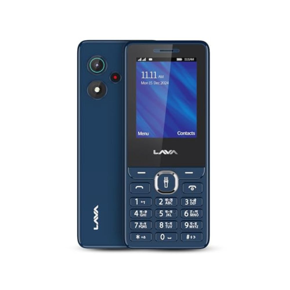 Lava A5 2025 Dual SIM Keypad Mobile with 24 Big Display  UPI Support 1200mAh Battery  BOL Feature  Camera  Auto Call Recording  Glass Finish  and 7 Regional Languages - Dark Blue