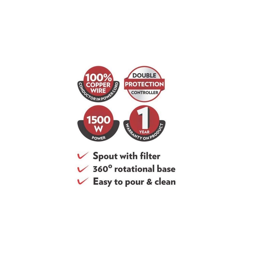 Borosil Rio Electric Kettle Silver 15L