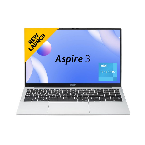 Image of Acer Aspire 3 Laptop Intel Core Celeron N4500 Processor Laptop (8 GB LPDDR4X SDRAM/512 GB SSD/Win11 Home/38 WHR/HD Webcam) A325-45 with 39.63 cm (15.6") HD Display, Pure Silver, 1.5 KG
