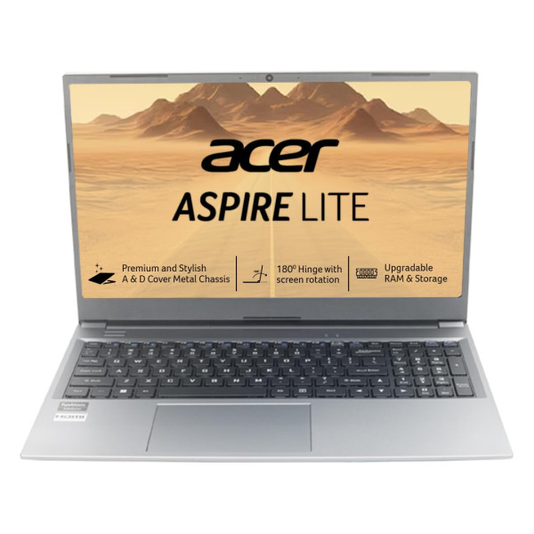 Image of Acer Aspire Lite 12th Gen Intel Core i5-1235U Premium Laptop (16GB RAM/512GB SSD/Win11 Home&amp;Student/Intel Graphics/MSO) AL15-52, 39.62cm (15.6") Full HD Display, Backlit Keyboard, Steel Gray, 1.59KG