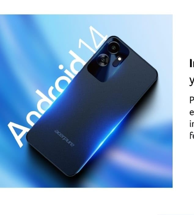 acerpure Acerone Liquid 4G Smartphone Blue 4GB RAM 64GB Storage with 65 IPS Display 20MP Rear Camera 5000mAh Battery Android 14 Octa-Core MT6765 Processor