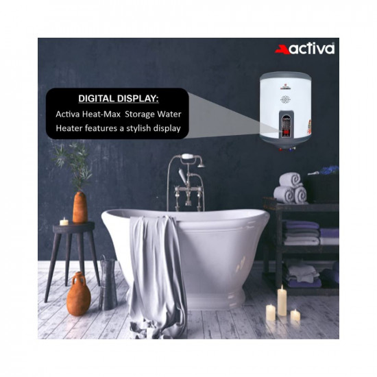 Activa 25Ltr Storage 2kva Special Anti Rust Coated Geyser Heat-Max 07 MM SS Tank With Digital Display Suitable For High Rise Buildings Comes with 5 Years Warranty 25 Ltr