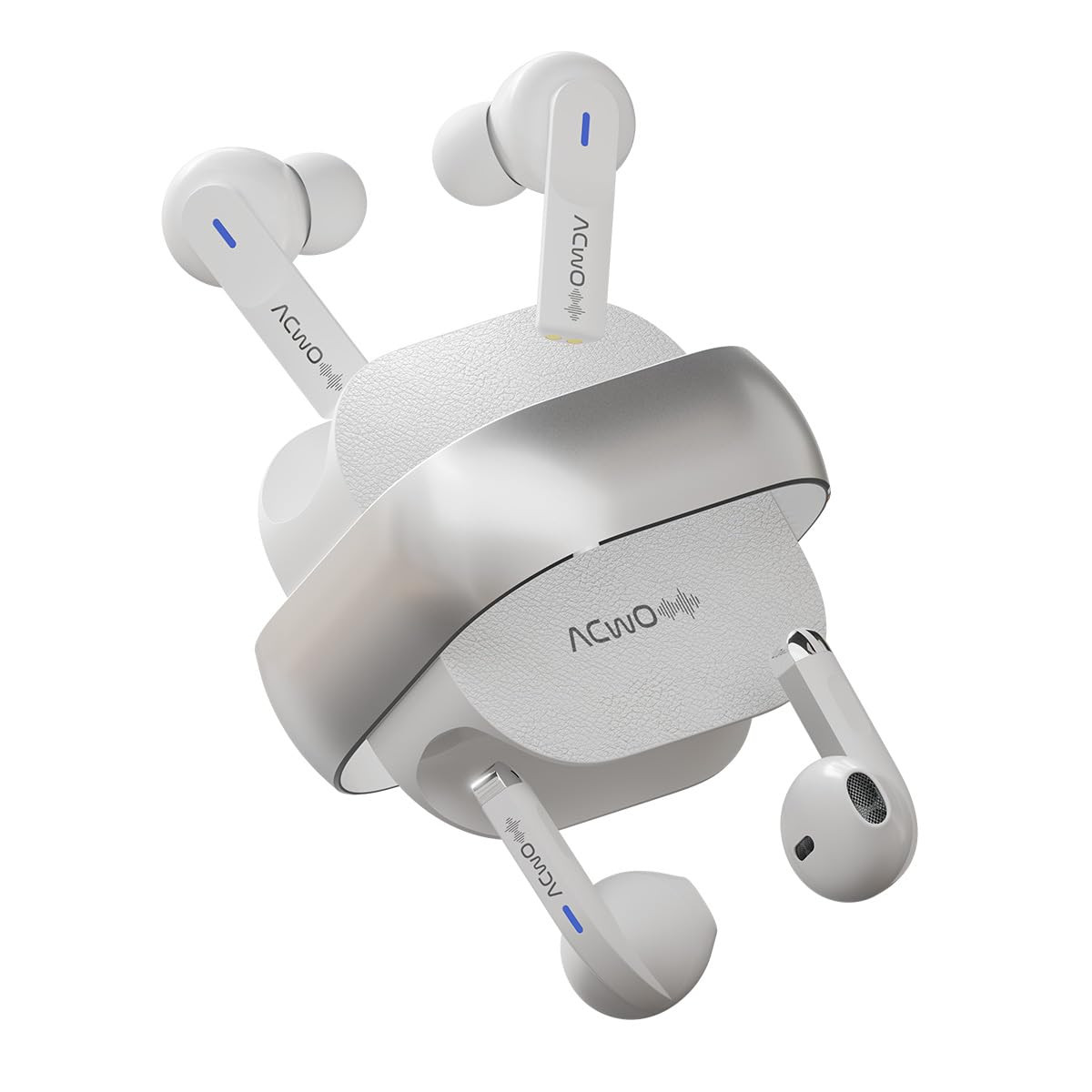 ACwO DwOTS Fire Indias First in-Ear Half-in-in Ear Earbuds in one case 33 EQ Modes Wireless Charging Enabled AI-ENC with Quad Mic Cosmic Silver