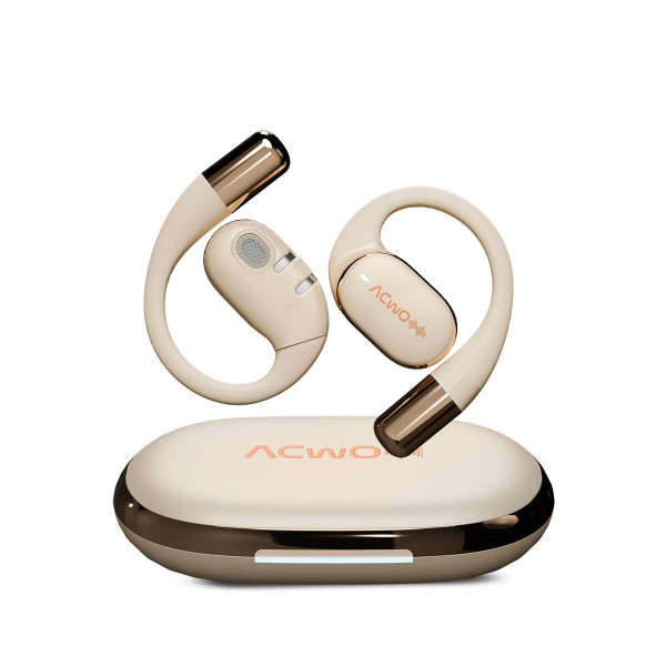 Image of ACwO Dwots Sense OWS Wireless Over Ear Earphones|Situational Awareness|15Mm Titanium Drivers|65 Hours Playback|BT V5.4|Secure Fit|4 Mics with ENC|40Ms Low Latency|Equaliser Modes (Silver Cream)