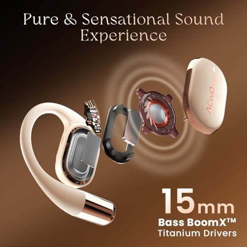 ACwO Dwots Sense OWS Wireless Over Ear EarphonesSituational Awareness15Mm Titanium Drivers65 Hours PlaybackBT V54Secure Fit4 Mics with ENC40Ms Low LatencyEqualiser Modes Silver Cream