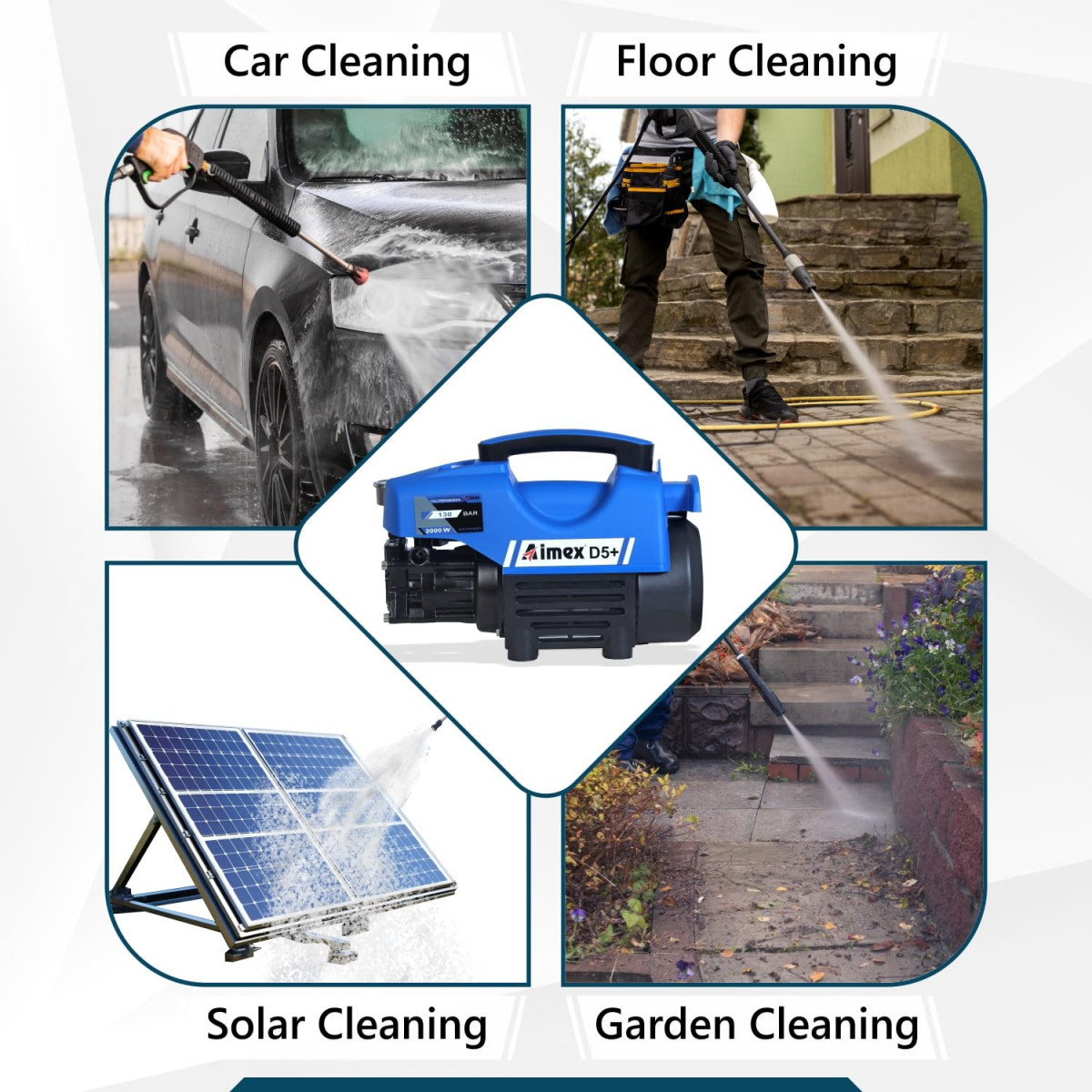 Aimex D5 High Pressure Car Washer Machine for Cleaning Car Bike Home with 2000 Watts and Pressure 130 Bar with Copper Winding D5