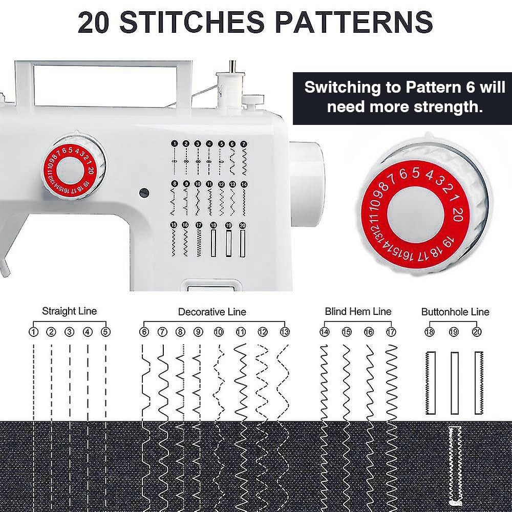 Akiara - Makes Life Easy Stiching Machine with 20 Stitch Patterns Reverse Stitch Sewing Machine for Home Tailoring with Zig Zag Pico and Metal Frame - Perfect for Women Fashion
