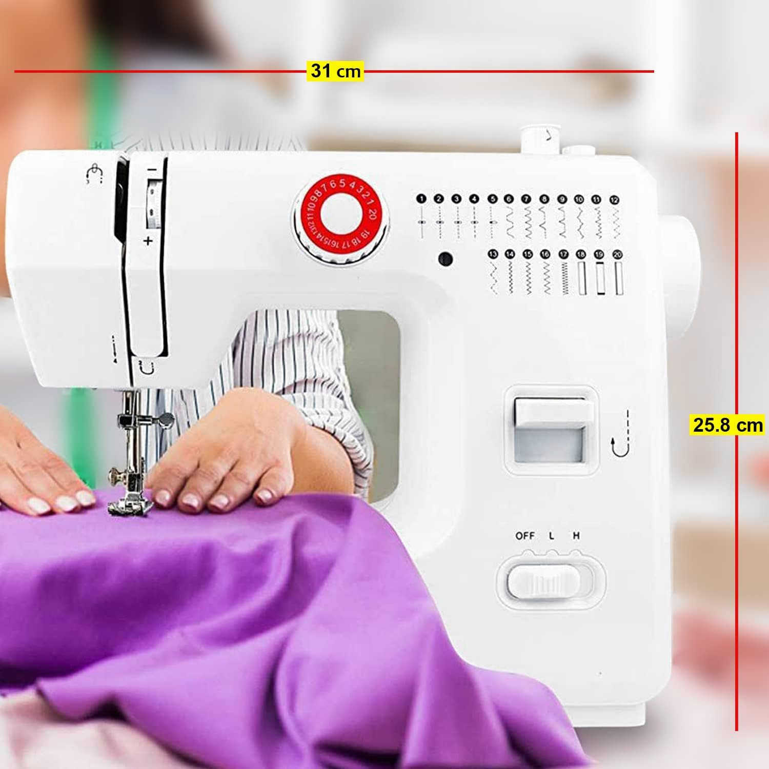 Akiara - Makes Life Easy Stiching Machine with 20 Stitch Patterns Reverse Stitch Sewing Machine for Home Tailoring with Zig Zag Pico and Metal Frame - Perfect for Women Fashion