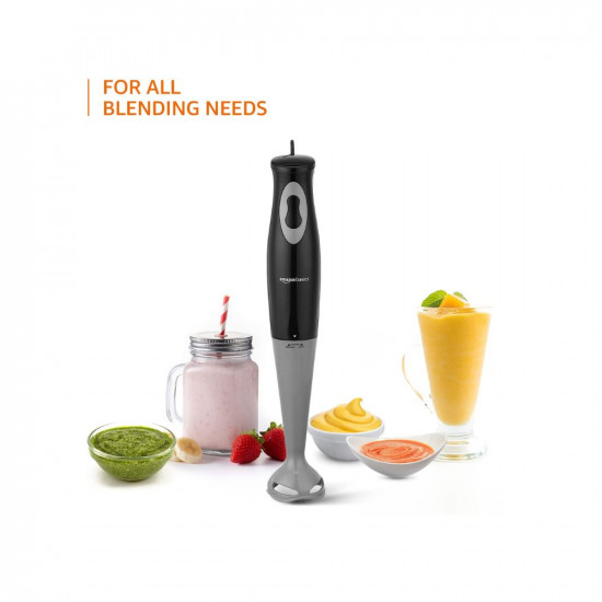 Amazon Basics 300 W Hand Blender with Detachable Stem and In-Built Cord Hook ISI-Marked Black