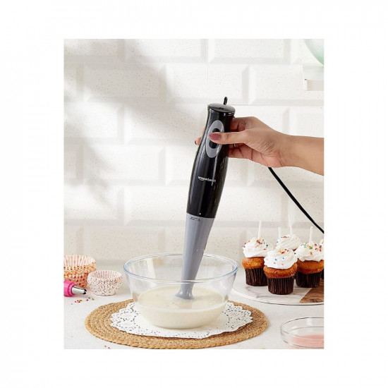 Amazon Basics 300 W Hand Blender with Detachable Stem and In-Built Cord Hook ISI-Marked Black