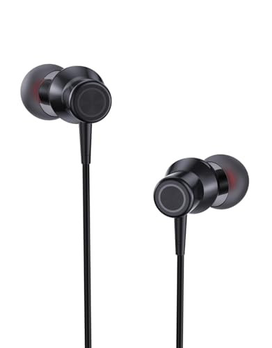 amazon basics EP2 in Ear Type C Wired Earphones with Mic Tangle Free 118 Metre Cable Metallic Design 10mm Drivers in Line Mic Volume Controller Black