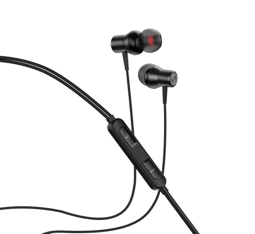 amazon basics EP2 in Ear Type C Wired Earphones with Mic Tangle Free 118 Metre Cable Metallic Design 10mm Drivers in Line Mic Volume Controller Black