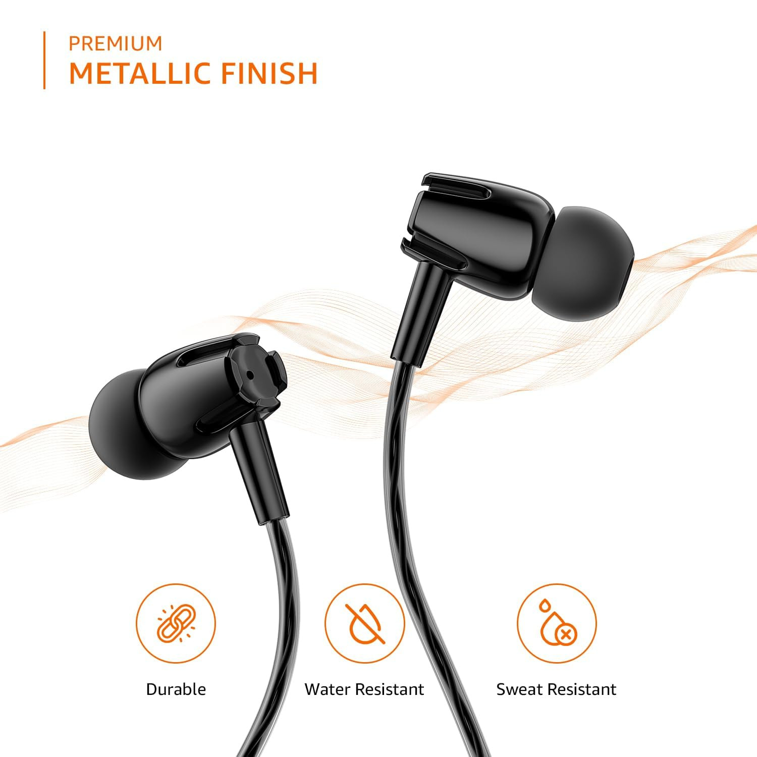 amazon basics in-Ear Wired Earphones with in-Line Mic 10 mm Dual Drivers Powerful Bass Noise Isolation 35 mm Audio Jack Black WE03