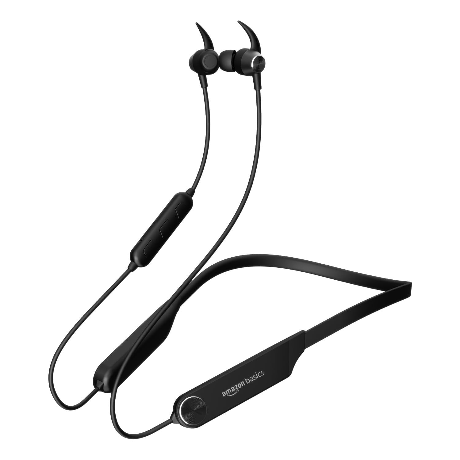amazon basics in-Ear Wireless Neckband with Mic  Upto 100 Hours Playback  ENC Noise Cancellation  Quick Charge  Low Latency Gaming Mode  Built-in Mic  Voice Assistant  BT v54  Black