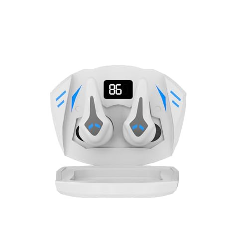 amazon basics True Wireless Gaming Mode in-Ear Earbuds Up to 50ms Low Latency Built-in Mic 60H Playtime IPX5 Sweat Water Resistant Touch Controls Voice Control Super Fast Charging White