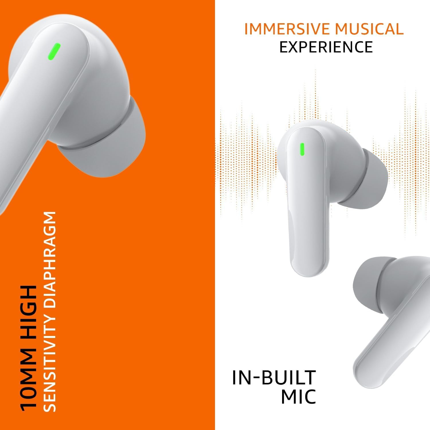 amazon basics True Wireless in-Ear Earbuds with Mic Low-Latency Gaming Mode Touch Control IPX5 Water-Resistance Bluetooth 53 Up to 60 Hours Play Time Voice Assistance and Fast Charging White