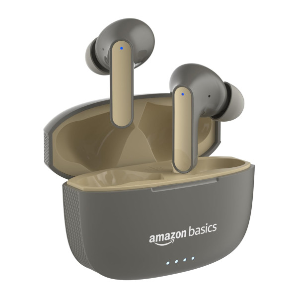 Image of amazon basics TWS in-Ear Earbuds (AB-A8) with Fast Charging up to 50 Hours of Playtime | Dual 10mm Driver | IPX4 Water-Resistance | Bluetooth 5.3 | Charging Case with Mic | Touch Control (Beige)