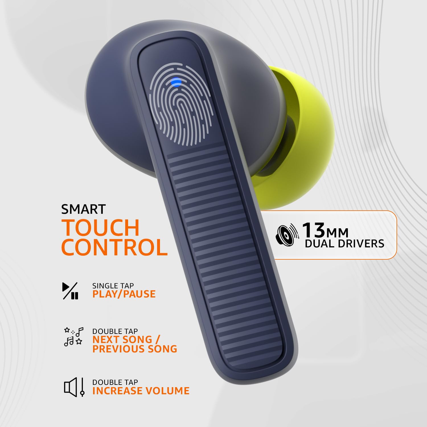 amazon basics TWS in-Ear Earbuds AB-T17 with Fast Charging up to 70 Hours of Playtime Dual 13mm Driver IPX4 Water-Resistance Bluetooth 53 Charging Case with Mic Touch Control Blue