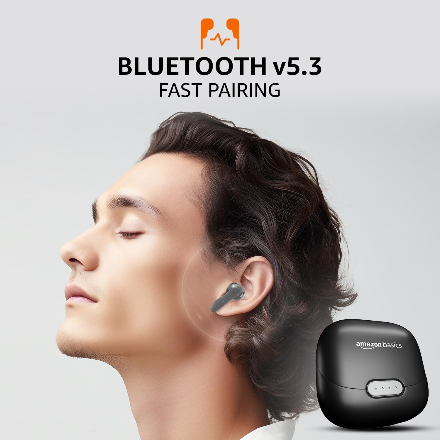 amazon basics TWS in-Ear Earbuds P65 with Fast Charging up to 65 Hours of Playtime Dual 10mm Driver IPX4 Water-Resistance Bluetooth 53 Quad Mic with ENC Touch Control Black