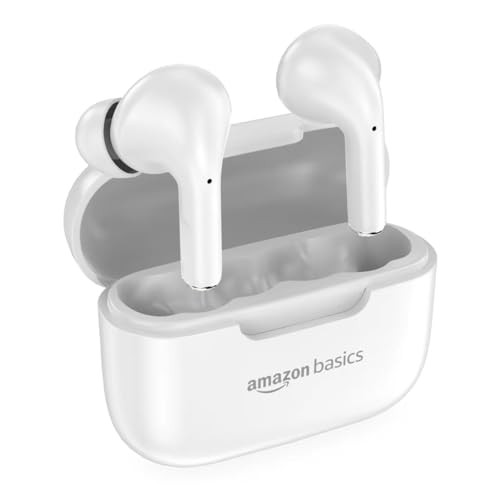 amazon basics TWS in-Ear Earbuds S19 with Fast Charging up to 50 Hours of Playtime Dual 10mm Driver IPX4 Water-Resistance Bluetooth 53 Touch Control White