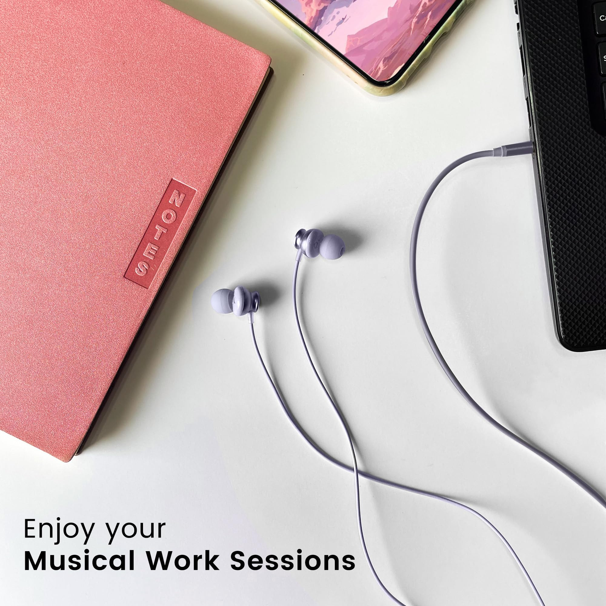 Ambrane Stringz 38 Wired Headphones with Mic Powerful HD Sound with High Bass Tangle Free Cable Comfort in Ear Fit 35mm Jack Green