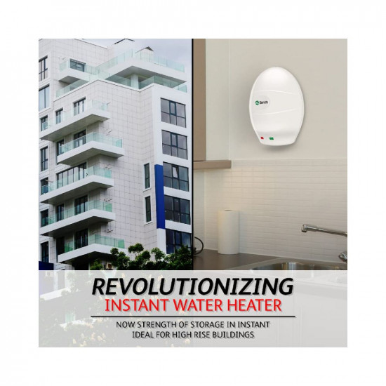 AO Smith EWS-3 Glass Lined 3 Litre 3KW Instant Water Heater Geyser w ABS outer Body Compact SizeSuitable-High-rise Buildings8 Bar High Pressure rating Made for Kitchen and Bathroom Applications