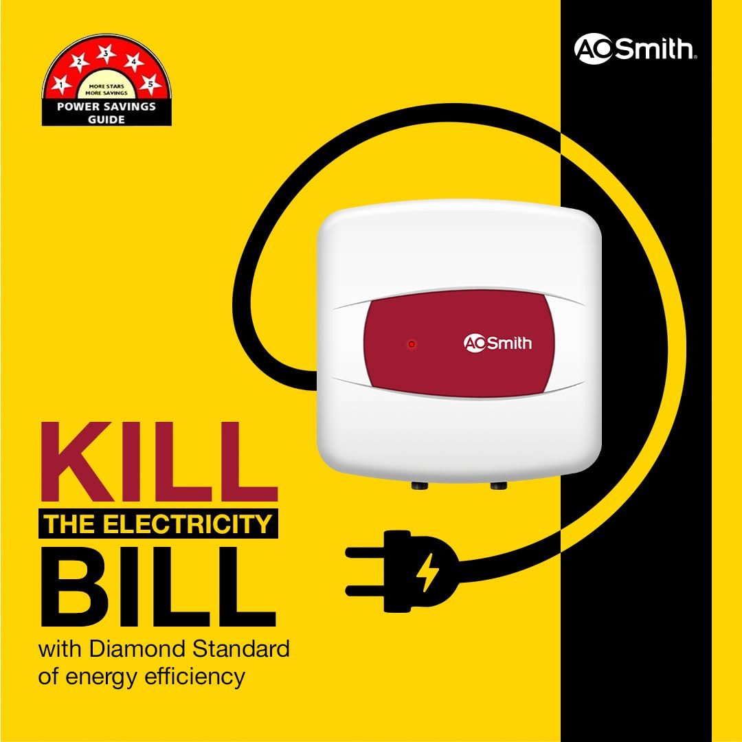 AO Smith Geyser 15 Litre 5 Star Rating BEE  Powerful 2KW Heating  Storage Water Heater With 2X Corrosion Resistant Blue Diamond Glass Tank  Warranty 5 Yr Tank 2 Yr Comprehensive  HSE-SHS-015