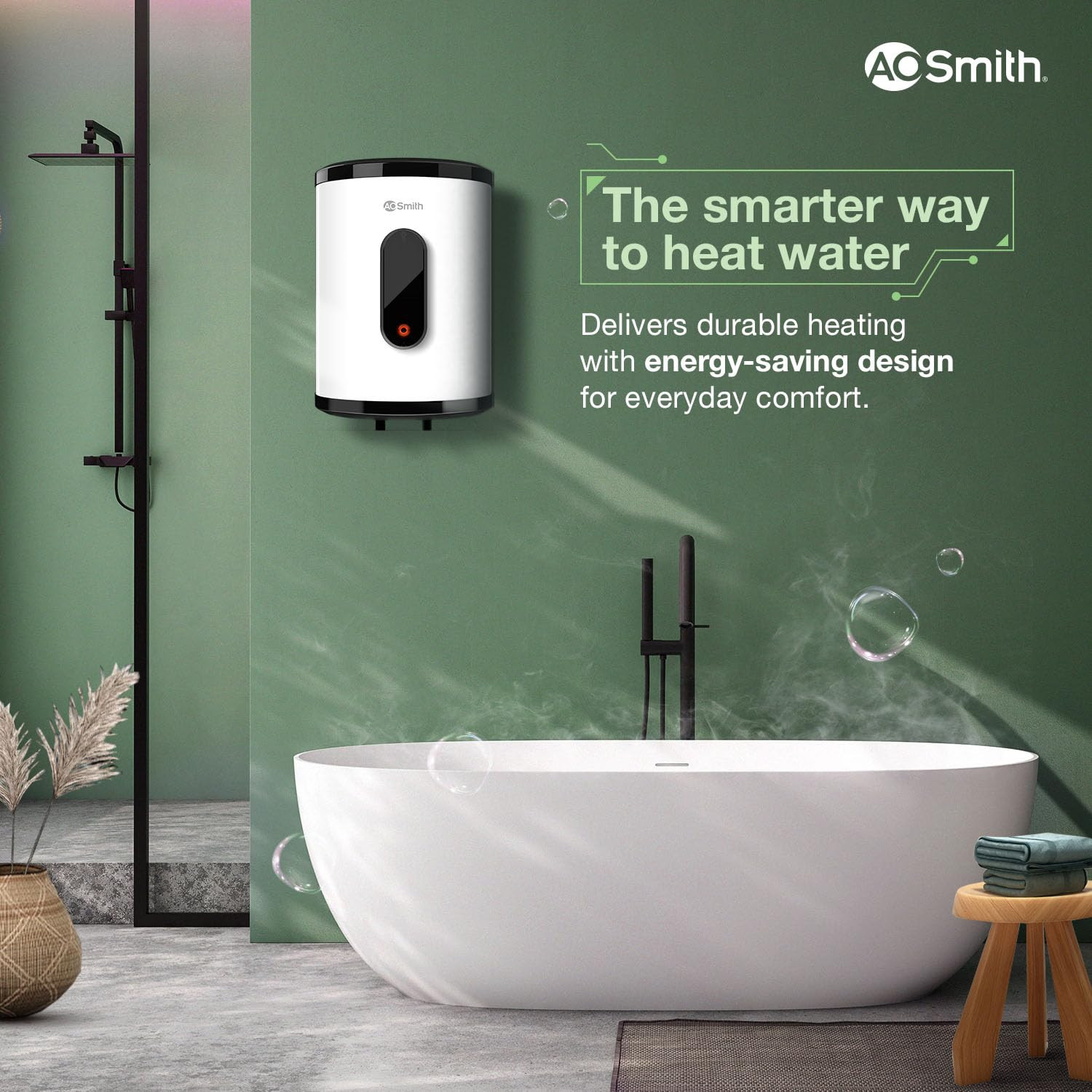 AO Smith Geyser VAS PLUS 15 Litre  5 Star BEE Rating  Powerful 2KW Water Geyser for Bathroom  2X Corrosion Resistant  Storage Water Heater  Warranty 7Yr Tank 3Yr Heating Element 2Yr Overall
