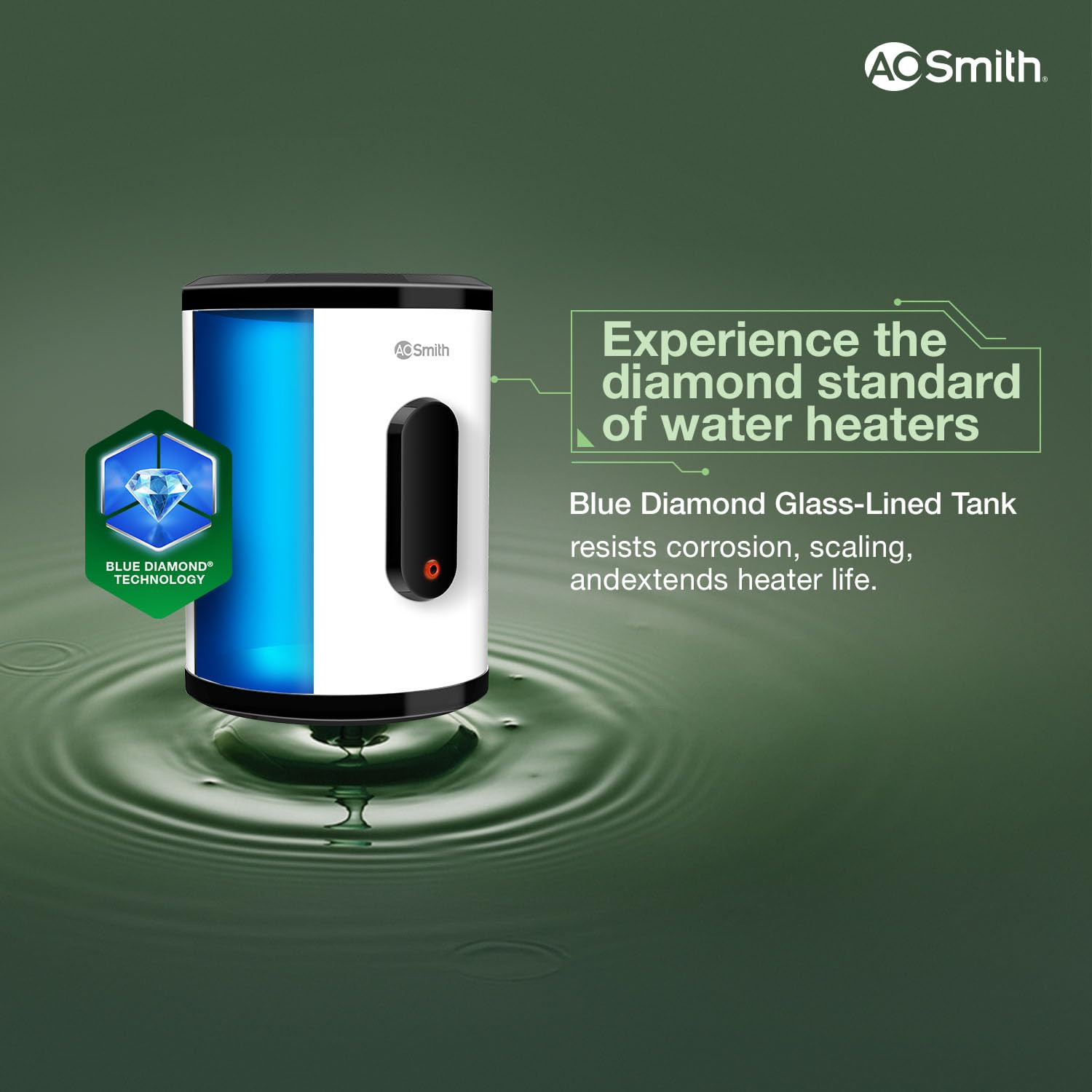 AO Smith Geyser VAS PLUS 15 Litre  5 Star BEE Rating  Powerful 2KW Water Geyser for Bathroom  2X Corrosion Resistant  Storage Water Heater  Warranty 7Yr Tank 3Yr Heating Element 2Yr Overall