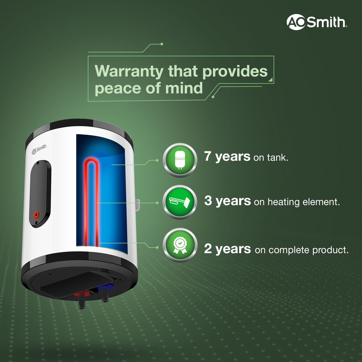 AO Smith Geyser VAS PLUS 15 Litre  5 Star BEE Rating  Powerful 2KW Water Geyser for Bathroom  2X Corrosion Resistant  Storage Water Heater  Warranty 7Yr Tank 3Yr Heating Element 2Yr Overall