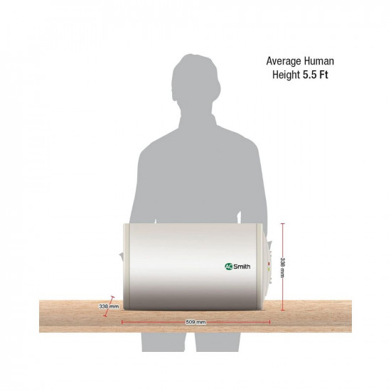 AO Smith HAS-X1-015-RHS Storage 15 Litre Horizontal Water Heater GeyserRust-proof outer BodyCompact SizeFits under false ceilingsSuitable- High-rise Buildings8 Bar High Pressure rating