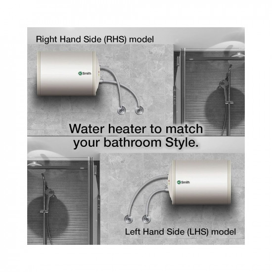 AO Smith HAS-X1-015-RHS Storage 15 Litre Horizontal Water Heater GeyserRust-proof outer BodyCompact SizeFits under false ceilingsSuitable- High-rise Buildings8 Bar High Pressure rating