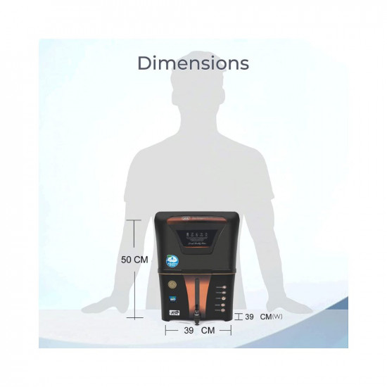 AQUA D PURE Copper Alkaline RO Water Purifier 12L RO UV UF Copper Bio Alkaline TDS Control UVPurified Water with Goodness of Copper and Alkaline Copper RO Water Purifier