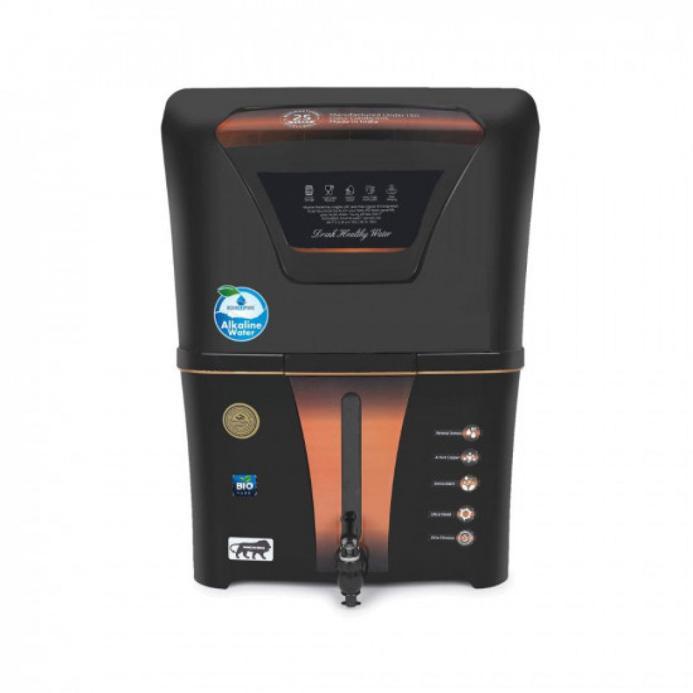 Image of AQUA INDIA ORIGINAL'S GRAND PLUS (RO+ LED UV+ PATENDED ORC COPPER+ ZINC+ ALKALINE+ TDS CONTROL+ HIGH TDS MEMBRANE+ TDS METER*+ RO COVER*) 12 STAGES, WORKS UPTO 2500 PPM, 20 LPH CAPACITY WATER PURIFIER