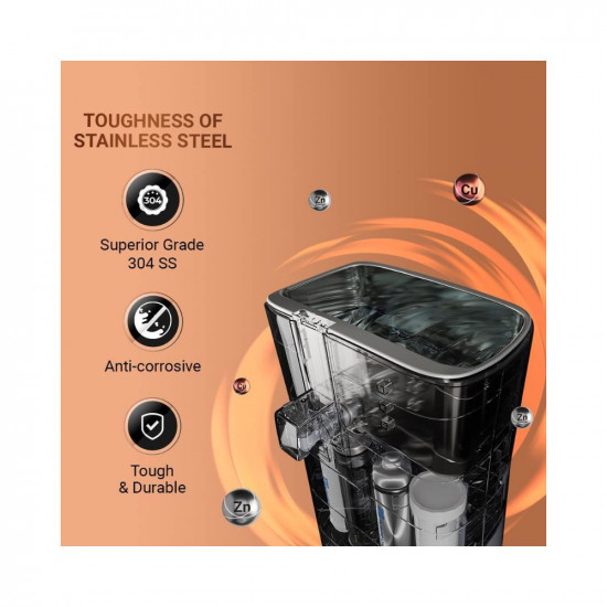 Aquaguard Ritz ROUV e-BoilingTaste AdjusterMTDSStainless Steel with Active Copper  Zinc water purifier