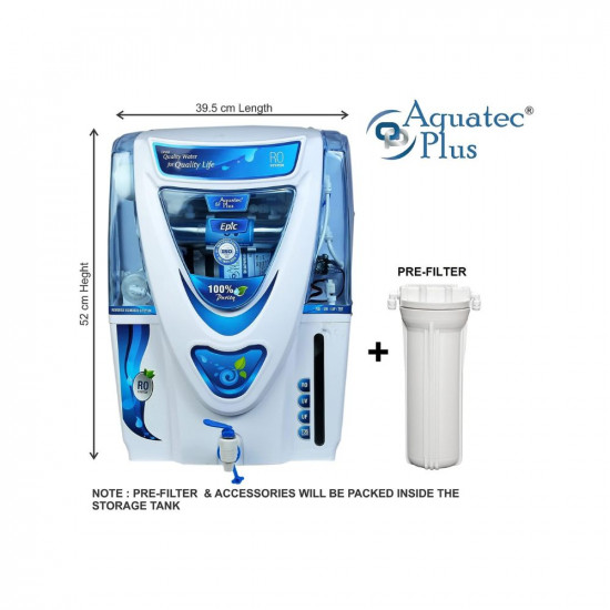 Aquatec Plus - Epic 15L RO UV UF TDS Water Purifier for Home White Work Up to 2500 TDS