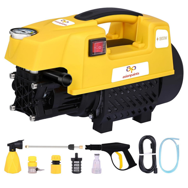Image of Asian Paints Trucare High Pressure Washer 1800w 120 bar Pressure | 7 Litre/min Flow Rate | 8 Meters Outlet Hose provided | Portable, Used for Home Cleaning, Bike &amp; car Cleaning | Grip Handle
