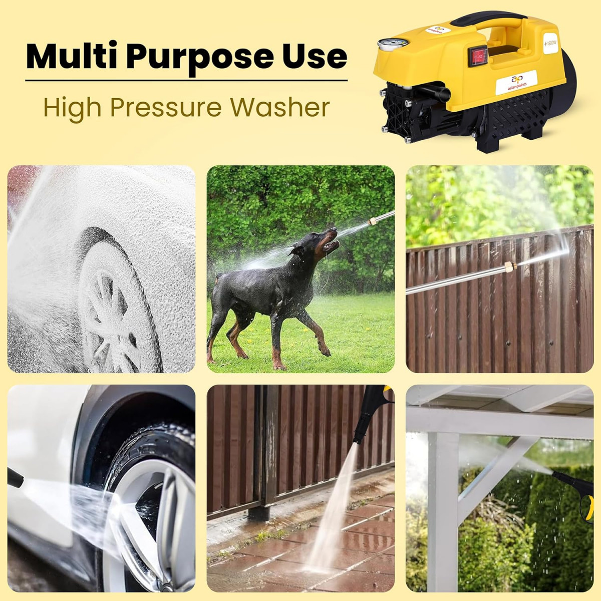 Asian Paints Trucare High Pressure Washer 1800w 120 bar Pressure 7 Litremin Flow Rate 8 Meters Outlet Hose provided Portable Used for Home Cleaning Bike car Cleaning Grip Handle