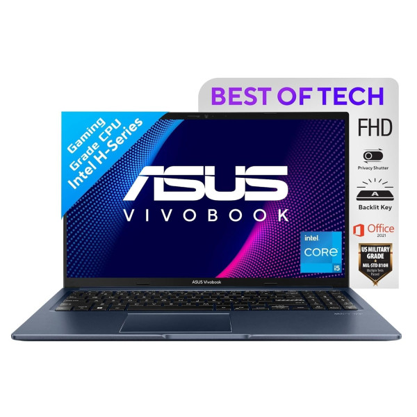 Image of ASUS Vivobook 15, Intel Core i5-12500H 12th Gen,Thin and Light Laptop,15.6" (39.62 cm) FHD, (8GB RAM/512GB/Windows11/Office 2021/Blue/1.7 kg), X1502ZA-EJ523WS