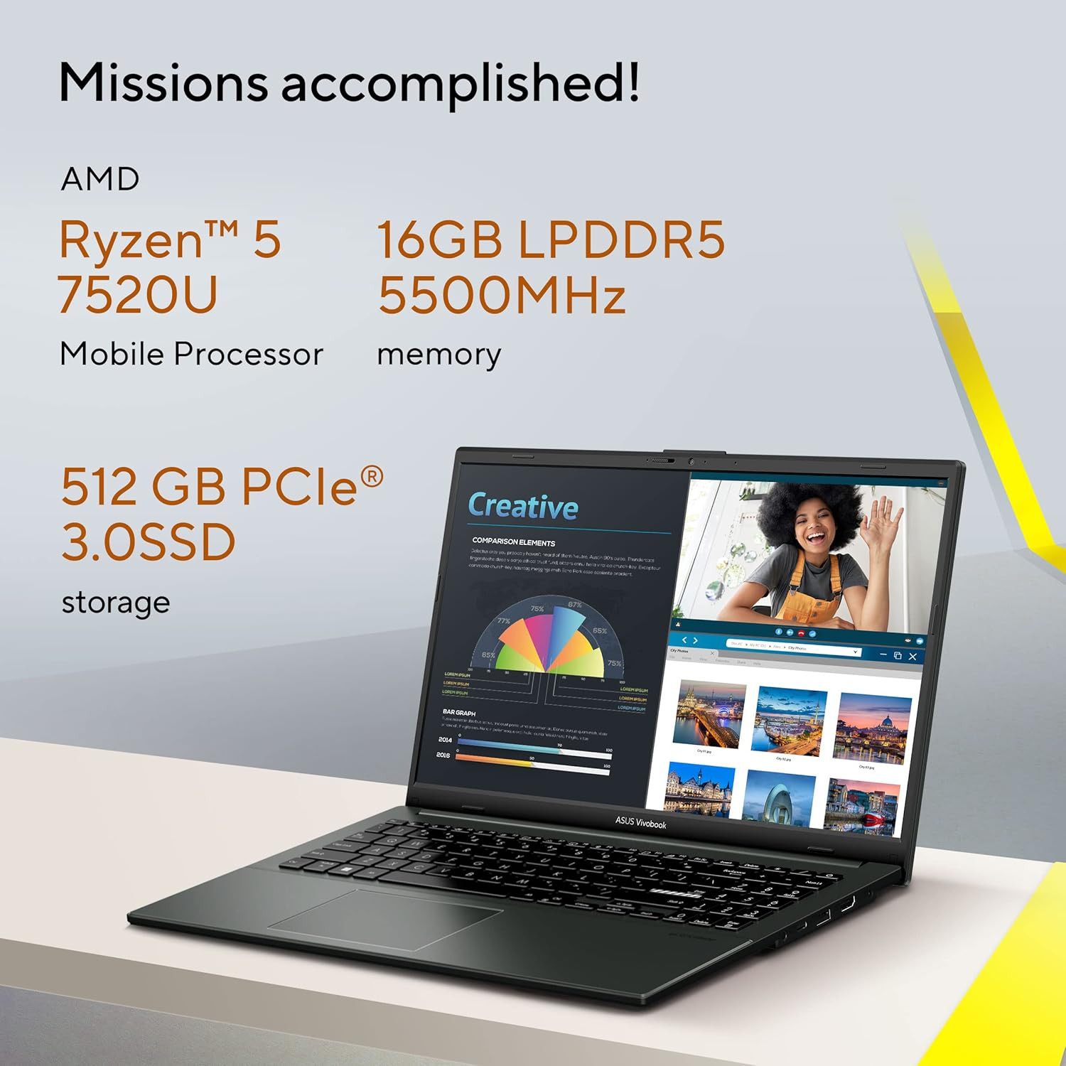 ASUS Vivobook Go 15 2023 AMD Ryzen 5 7520U 156 3962 cm FHD Thin Light Laptop 16GB512GB SSDWindows 11Office 2021Alexa Built-inMixed Black163 kg E1504FA-NJ542WS