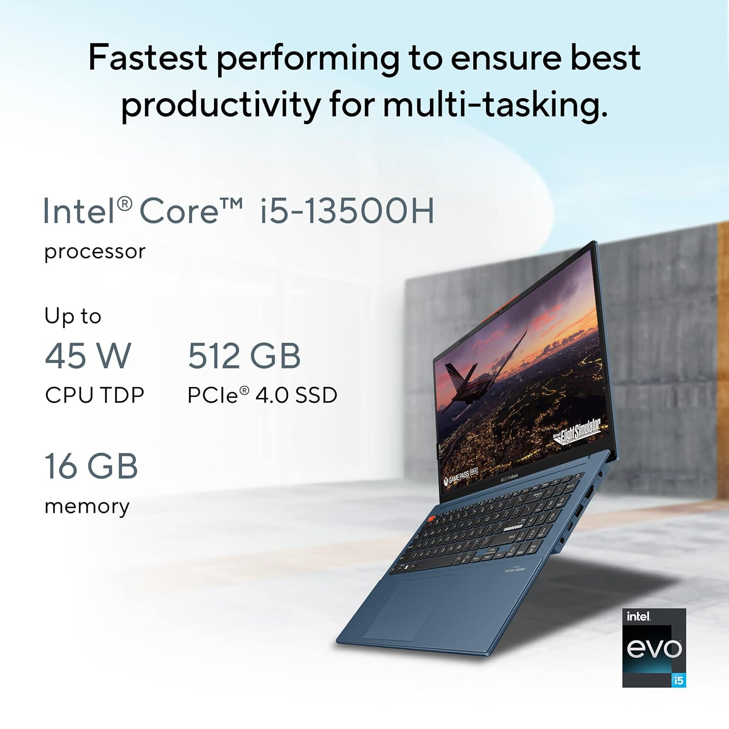 ASUS Vivobook S 15 OLED 2023 Intel Core EVO i5-13500H 13th Gen 156 3962 cm 28K 120Hz OLED Thin Light Laptop 16GB512GB SSDIris XeWin 11Office 202175WHrBlue17 kg S5504VA-MA541WS