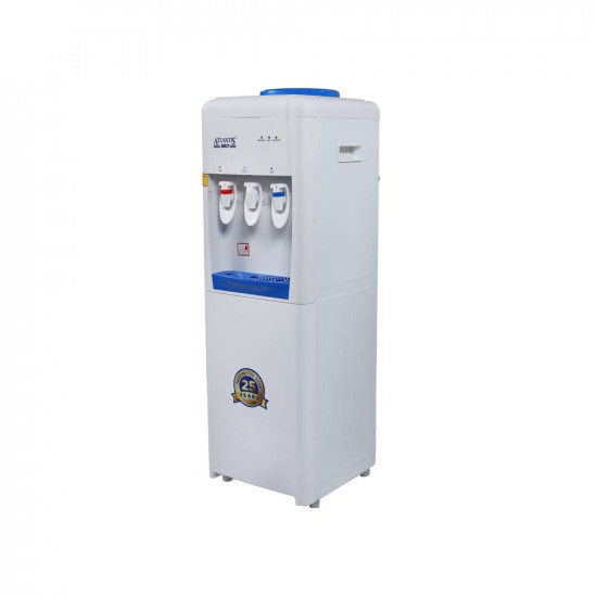 ATLANTIS Sky Hot Cold and Normal Bottled Water Dispenser Floor Standing with Refrigeration Cooling 25 Liter per Hour - 3 Taps Functions Free 1 Pack 10 Sachets Ginger Chai Premix