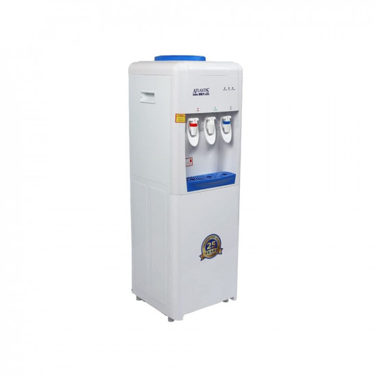 ATLANTIS Sky Hot Cold and Normal Bottled Water Dispenser Floor Standing with Refrigeration Cooling 25 Liter per Hour - 3 Taps Functions Free 1 Pack 10 Sachets Ginger Chai Premix