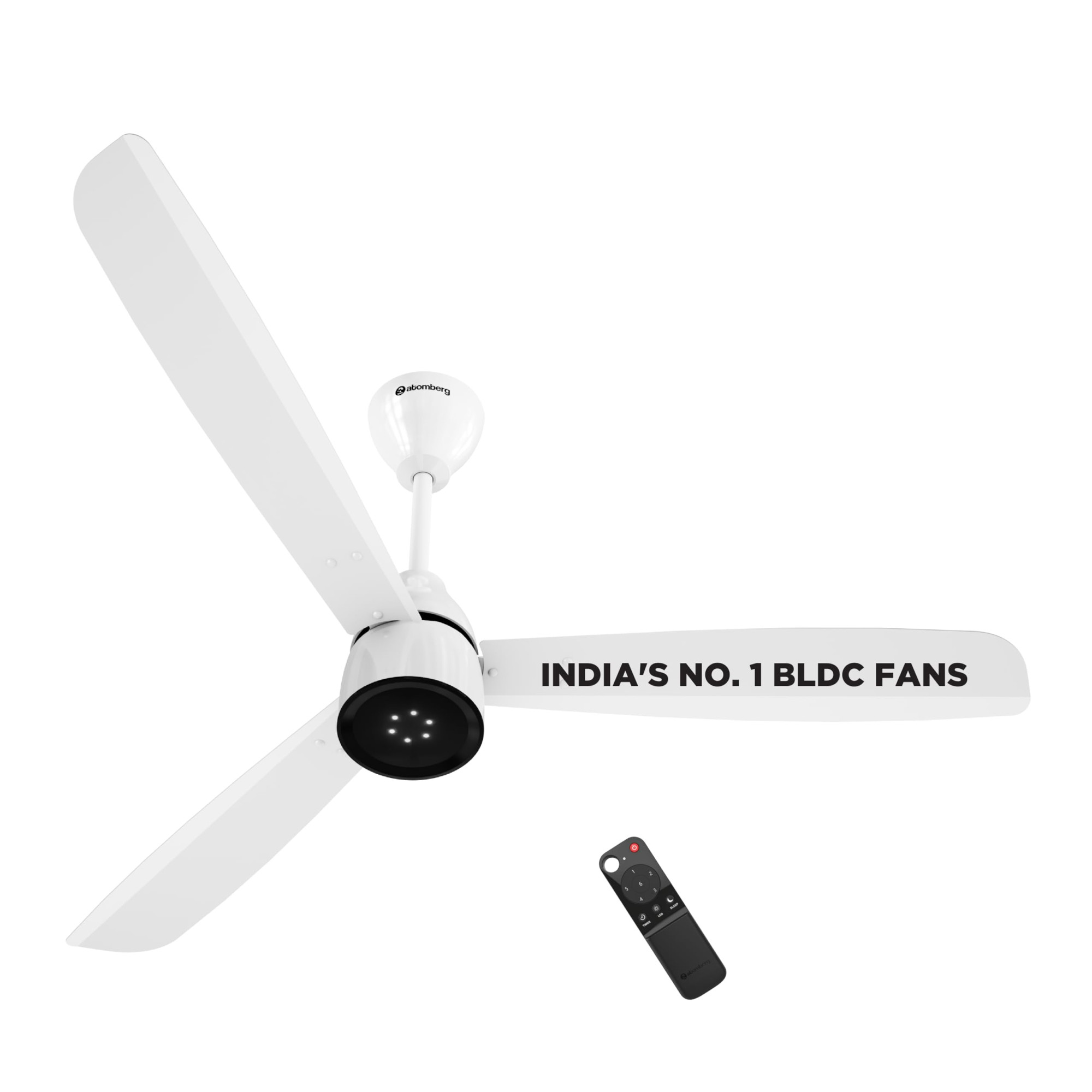 atomberg Renesa Enzel 1200mm BLDC Ceiling Fan with Remote  5 star  Advance Air Technology  LED Speed Indicator  Low Noise  Sleek Design  Power Saving  3 Year Warranty  Gloss White