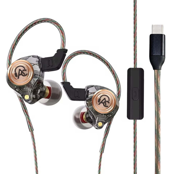 Image of AUDIOCULAR BR Pro IEM Wired Earphones, in Ear Monitor with Type-C Plug, 10mm Titanium Driver, HD Mic, Oxygen-Free Copper Cable, Noise-Isolating Eartips – for Android, Laptops, Tablets